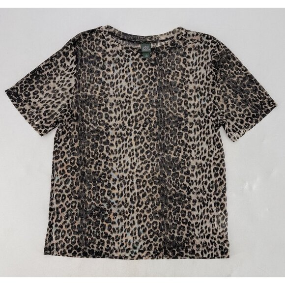 Wild Fable Short Sleeve Mesh Sheet Leopard Print Blouse Sz Sm, Boho, Y2K Vibes - Picture 3 of 7